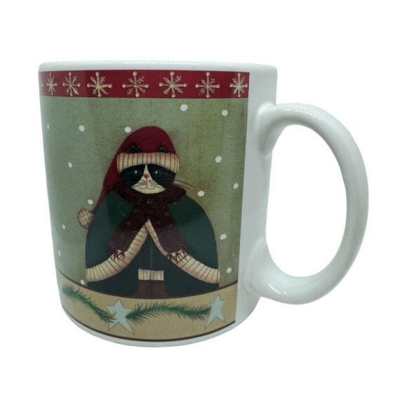 The Sakura Table by Oneida Fiddlestix Holiday Cats 4 PC Mug set Kittens in Coats - Picture 4 of 11